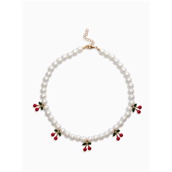 Бусы жемчужные «Вишня», цветные в золоте