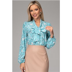 Блузка Бант (голубой/цветы)