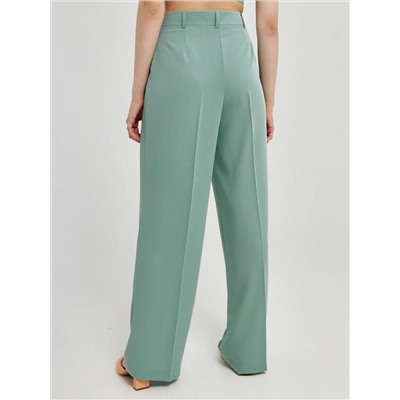 Брюки широкие серо-зелёные с карманами