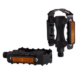 Педаль для MTB MIXIEER MX-P828 полипропилен чёрный, стальная пластина ось картридж. 2S, стальные подшипники, рефлектор 90х78мм, 9/16, /уп50/