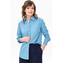 Блузка серо-голубая с длинным рукавом