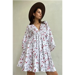 Платье муслин  FLOWER030/06/Белый, красный