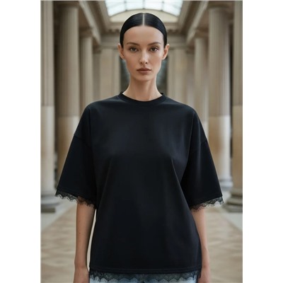 Футболка с кружевом OVER SIZE (хлопок)