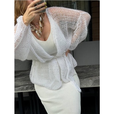 Кардиган вязаный паутинка, Белый