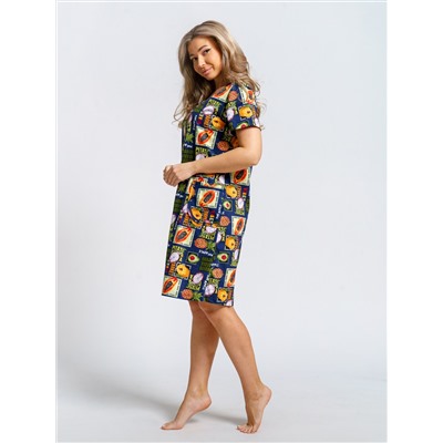 924 Халат "Тропики/синий"