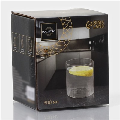 Стакан Magistro «Грани», 300 мл, 7.5×7.5×8.5 см, стекло, прозрачный