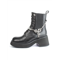 01-GZ6190-L61 BLACK Ботинки демисезонные женские (натуральная кожа)