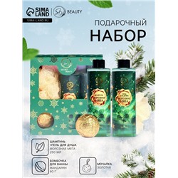 Новогодний подарочный набор косметики «Снежное царство», с ароматом мяты и корицы. Зеленая серия