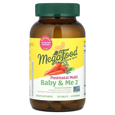 MegaFood, Baby & Me 2, мультивитамины для послеродового периода, 120 таблеток