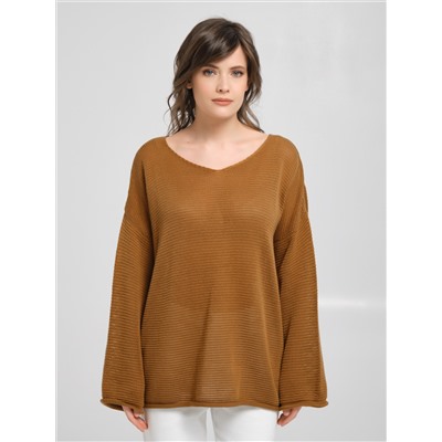 Джемпер вязаный цвета охра