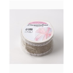 Лента текстильная «Кружево», 50 мм, 4.5 ± 0.5 м, цвет бежевый