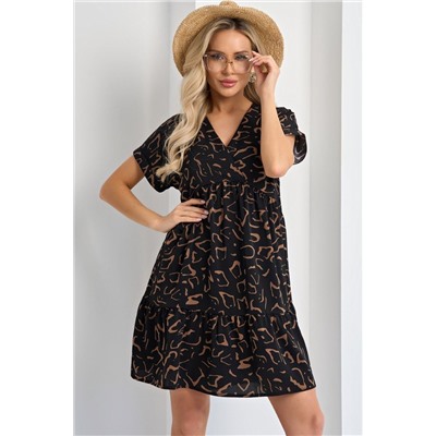 Платье короткое чёрное с воланом