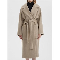 Пальто с объемными карманами и поясом, молочный