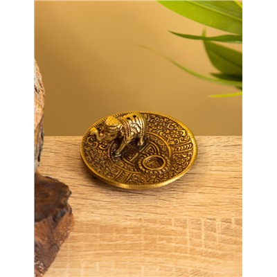 Подставка под благовония «Слоник на тарелке», 7 см, латунь