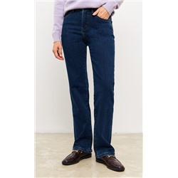 Джинсы утеплённые женские на флисе F322-0135W d.blue