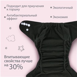 Многоразовый подгузник Крошка Я, 3-15 кг, угольно-бамбуковая ткань, фиолетовый