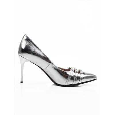 06-H57A-66C GREY/SILVER Туфли женские "Лодочки" (натуральная кожа)