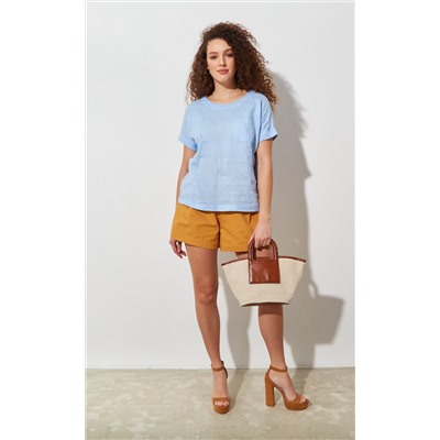 Блузка лен F212-1130 pale blue