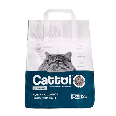 Наполнитель минеральный комкующийся Cattoi Premium 5 кг,пластиковый пакет