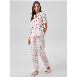 Брюки белые в сердечко с карманами