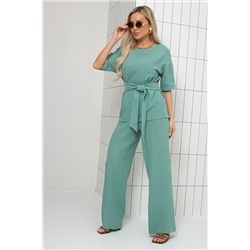 Костюм муслиновый мятного цвета с брюками Шейла №2