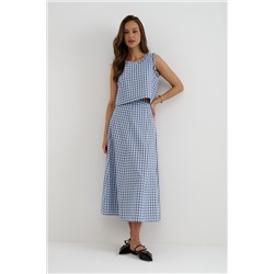 Топ  T25_03_Blue Checkers/Голубой, белый