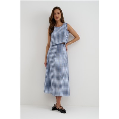 Топ  T25_03_Blue Checkers/Голубой, белый