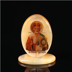 Икона «Николай Чудотворец», овал на поставке, настольная