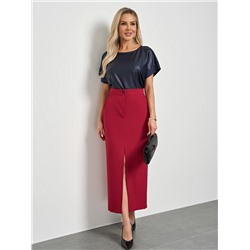 Блузка тёмно-синяя из искусственной кожи