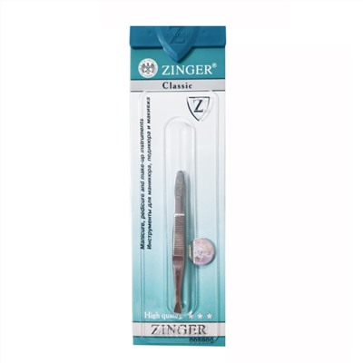 Zinger Пинцет для бровей скошенный / Classic B 162 S, 76-78 мм, серебристый глянцевый