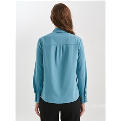 Блузка серо-голубого цвета с длинным рукавом