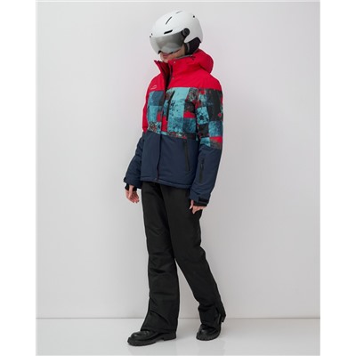 Горнолыжный костюм женский зимний красного цвета 02395Kr