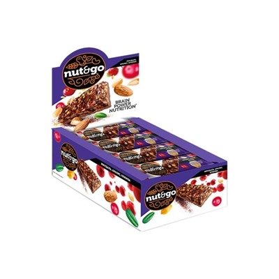 «Nut&Go», батончик Миндаль, арахис, клюква, 50 г (упаковка 18 шт)