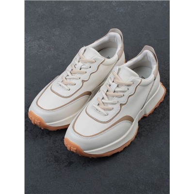 03-YC353-1 BEIGE Кроссовки женские (натуральная кожа)