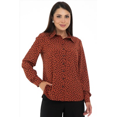 Рубашка терракотового цвета в горошек