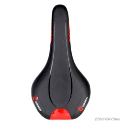 Седло велосипедное MTB COMIRON VINGEGAARD M049 270X140, Технологии: DW, ED. Верх: PU принтованный глянец, Цвет: Чёрный+Красный  /уп 40/
