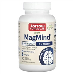 Jarrow Formulas, MagMind для веганов, добавка для здоровья мозга, 144 мг, 90 растительных капсул (48 мг в 1 капсуле)