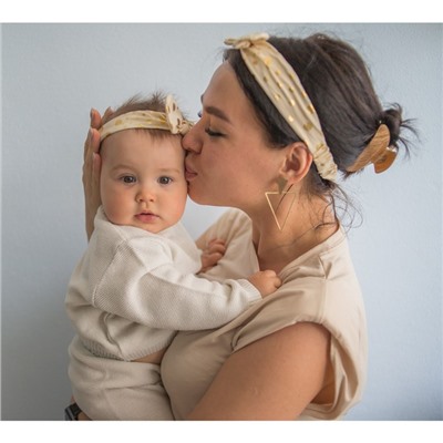 Повязка на голову для мамы и дочки Крошка Я «Family look», новогодний, 2 шт., бежевый