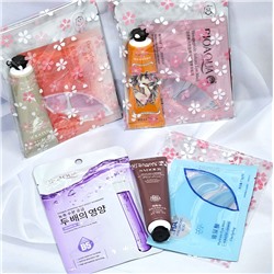 Подарочный мини-набор в цветочном пакетике (Маска + Крем для рук + Патчи 1 пара)