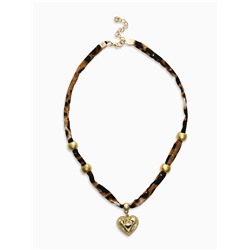 Колье «Леопард. Сердечко», 40 см, коричневый в золоте
