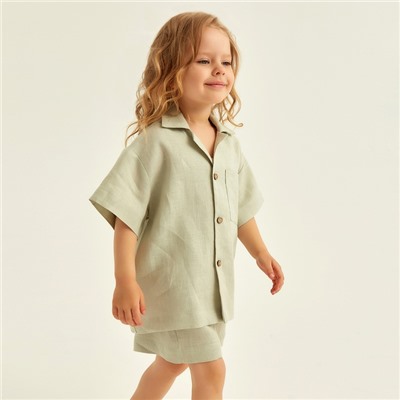 Костюм детский домашний (рубашка и шорты) SL HOME, размер 32 (110-116 см), светло-зелёный