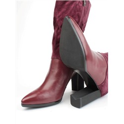 02-YF190-051M DK. RED Сапоги зимние женские (натуральная замша, байка, натуральный мех)