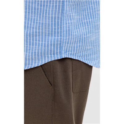 Рубашка к/р лен F111-0451 l.blue stripes