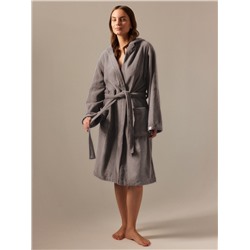 Халат махровый с капюшоном женский SL HOME: Basic «Софт Мист», хлопок 100%, серый