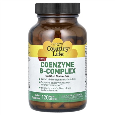Country Life, Комплекс коэнзимов группы B, 120 веганских капсул