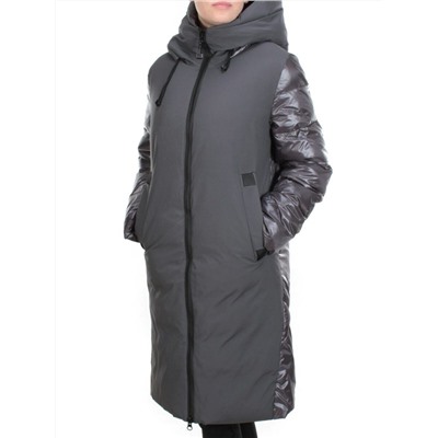 2235 GREY-GREEN Пальто женское зимнее AKIDSEFRS (200 гр. холлофайбера)