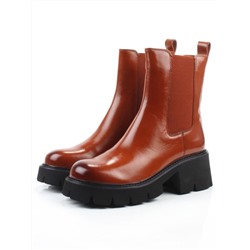 01-BE22B-4C BROWN Ботинки демисезонные женские (натуральная кожа, байка)