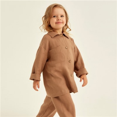 Костюм детский домашний (рубашка и брюки) SL HOME, размер 38 (146-152 см), цвет кофейный