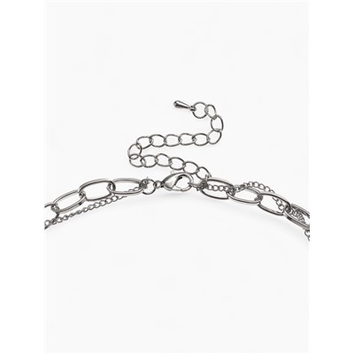 Кулон «Цепь» мишка в стразах, цвет белый в серебре, L=50 см