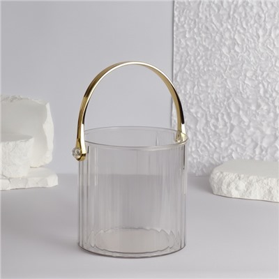 Органайзер - подставка для хранения косметики «CLEAN GOLD», с ручкой, d = 12,5 × 12 см, цвет прозрачный/золотистый